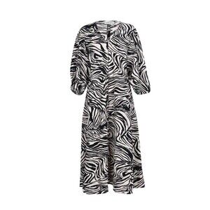 Stine Goya Zebra Print Midi Dress Black Cream Chic Effortless Lux Lightweight XS